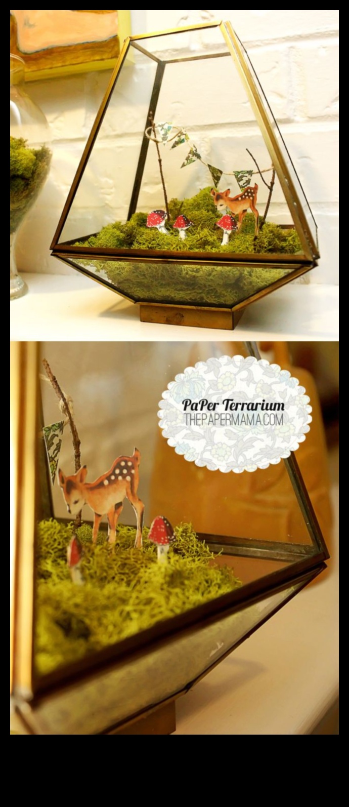 DIY Papercraft Terrariums: Kaprisli el yapımı mini bahçeler